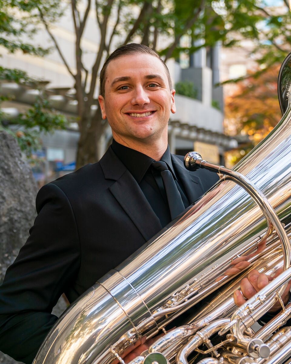 John DiCesare with his tuba